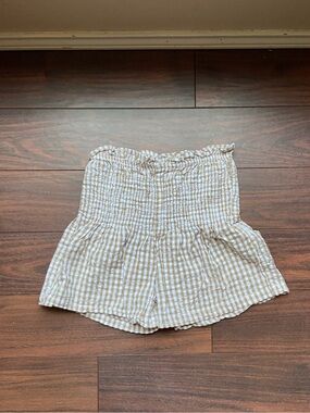 SIM & SAM Gingham Smocked High Waisted Shorts Women M